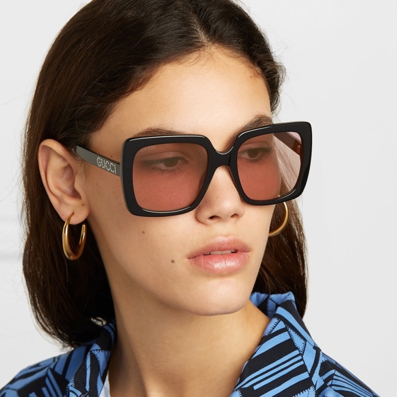 Gucci Accessories - GUCCI BLACK CRYSTAL LOGO SQUARE SUNGLASSES SUNNIES